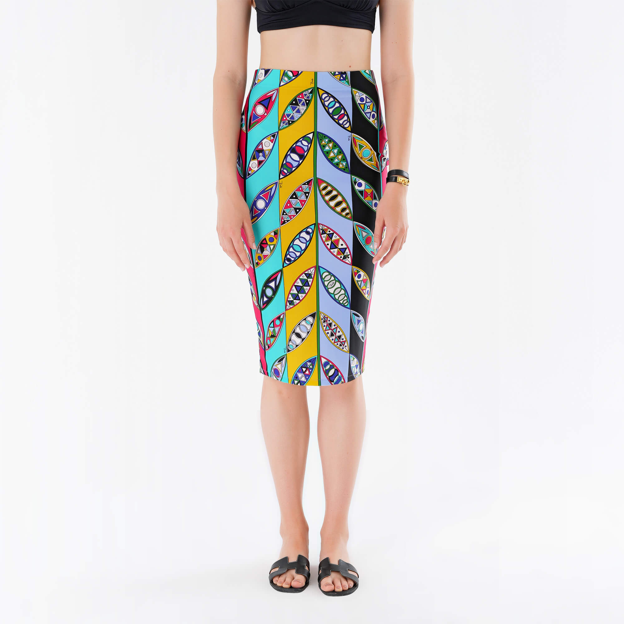 Emilio Pucci - Green Girandole Print Midi Skirt M